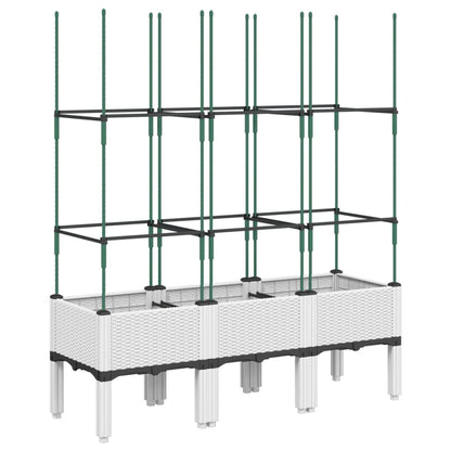 vidaXL Pflanzkübel mit Rankgitter Weiß 120x40x142,5 cm PP
