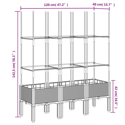 vidaXL Pflanzkübel mit Rankgitter Weiß 120x40x142,5 cm PP
