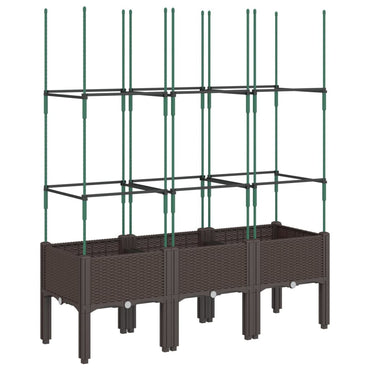 vidaXL Pflanzkübel mit Rankgitter Braun 120x40x142,5 cm PP