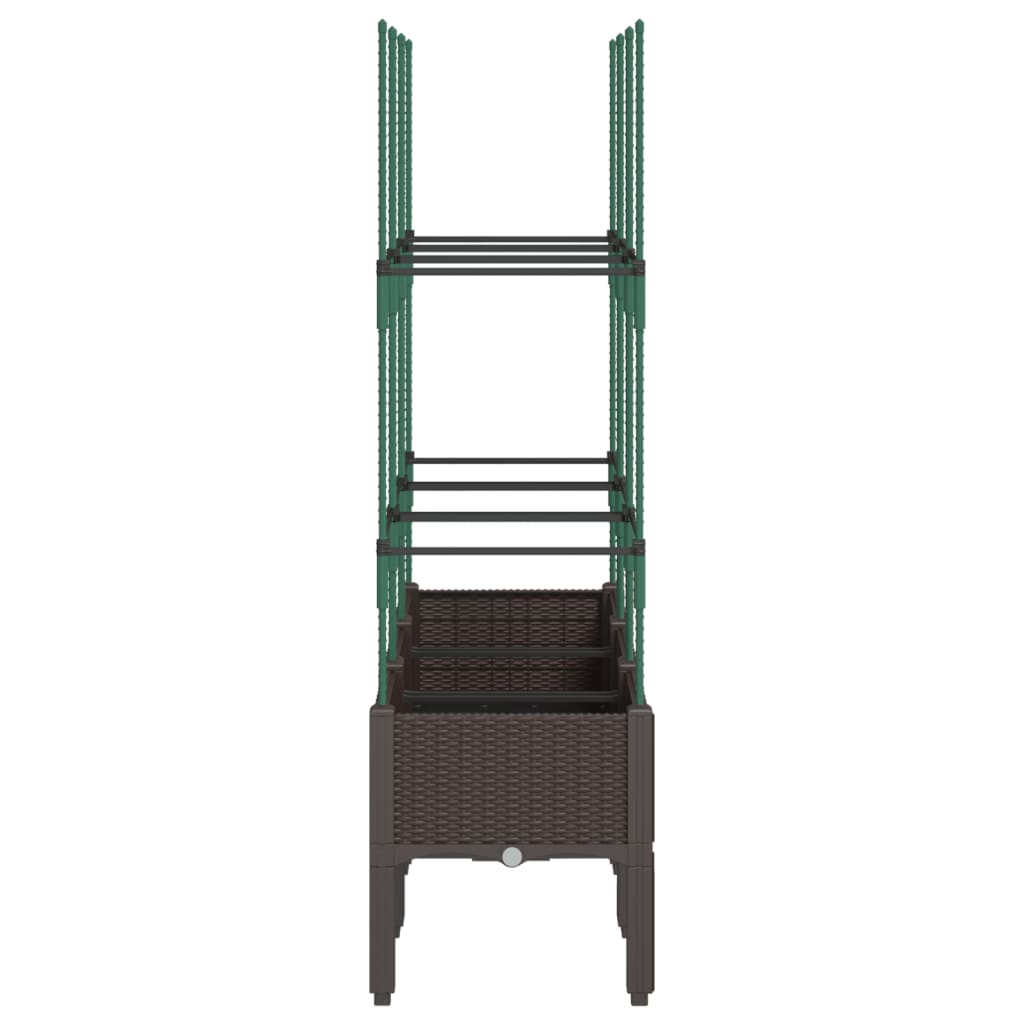 vidaXL Pflanzkübel mit Rankgitter Braun 120x40x142,5 cm PP