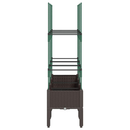 vidaXL Pflanzkübel mit Rankgitter Braun 120x40x142,5 cm PP