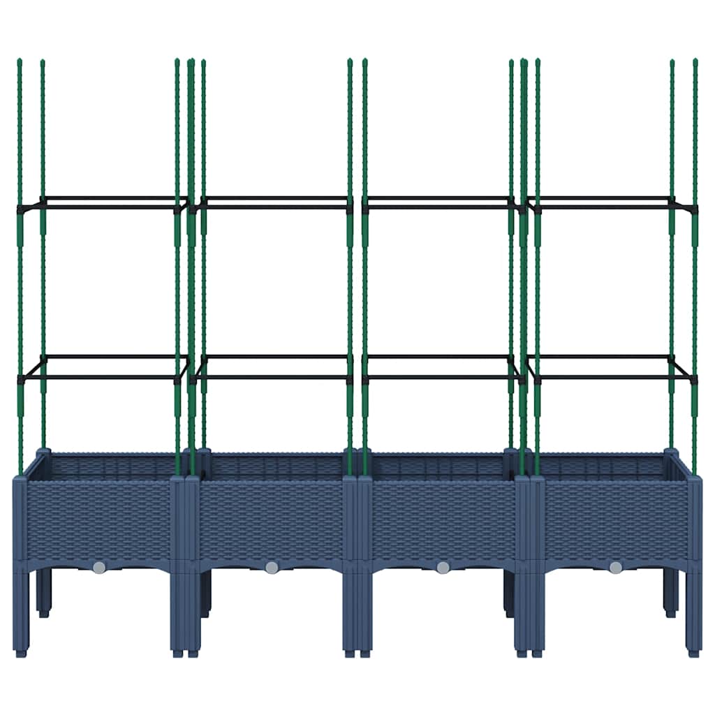 vidaXL Pflanzkübel mit Rankgitter Blaugrau 160x40x142,5 cm PP