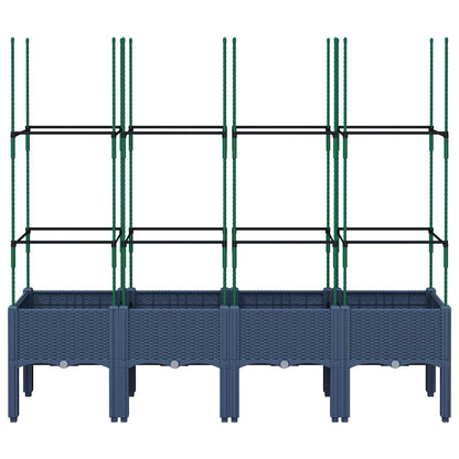 vidaXL Pflanzkübel mit Rankgitter Blaugrau 160x40x142,5 cm PP