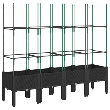 vidaXL Pflanzkübel mit Rankgitter Schwarz 160x40x142,5 cm PP