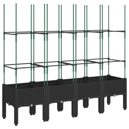 vidaXL Pflanzkübel mit Rankgitter Schwarz 160x40x142,5 cm PP