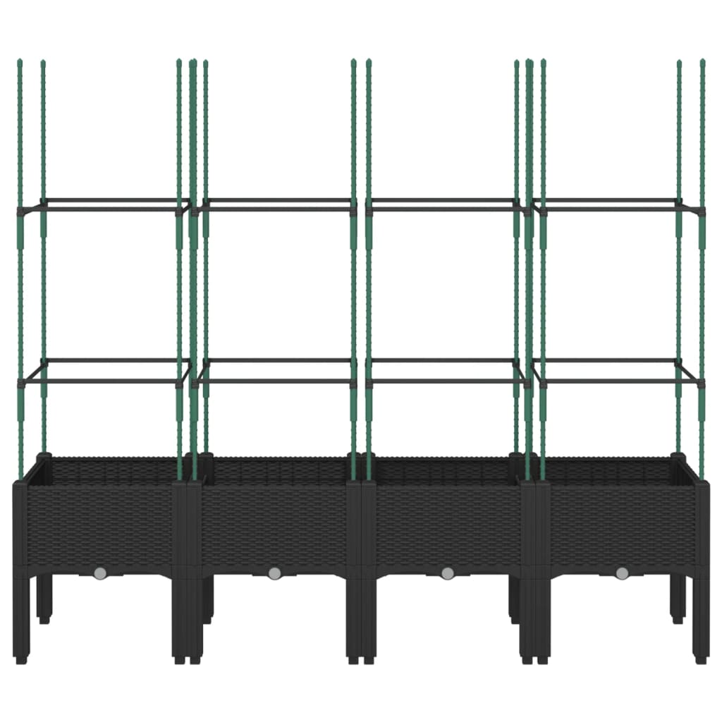 vidaXL Pflanzkübel mit Rankgitter Schwarz 160x40x142,5 cm PP