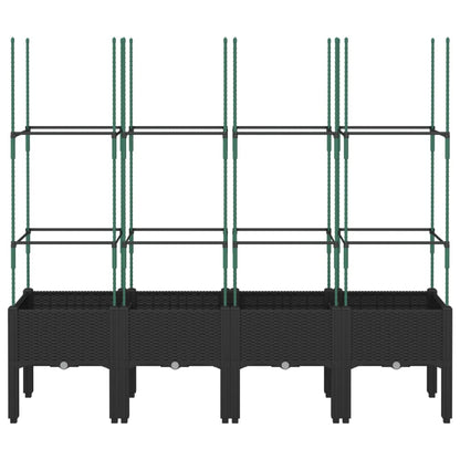 vidaXL Pflanzkübel mit Rankgitter Schwarz 160x40x142,5 cm PP