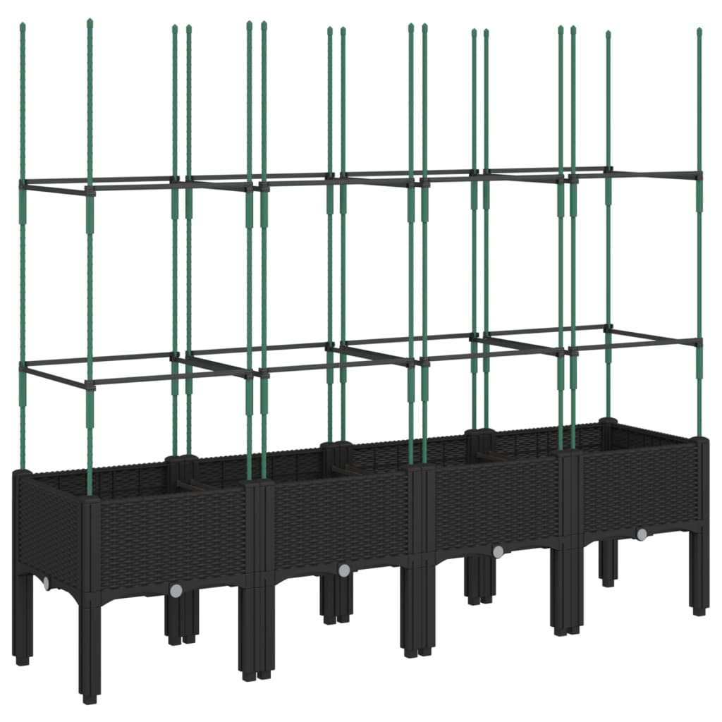 vidaXL Pflanzkübel mit Rankgitter Schwarz 160x40x142,5 cm PP