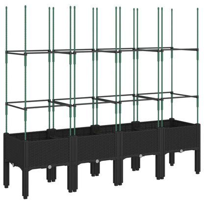 vidaXL Pflanzkübel mit Rankgitter Schwarz 160x40x142,5 cm PP