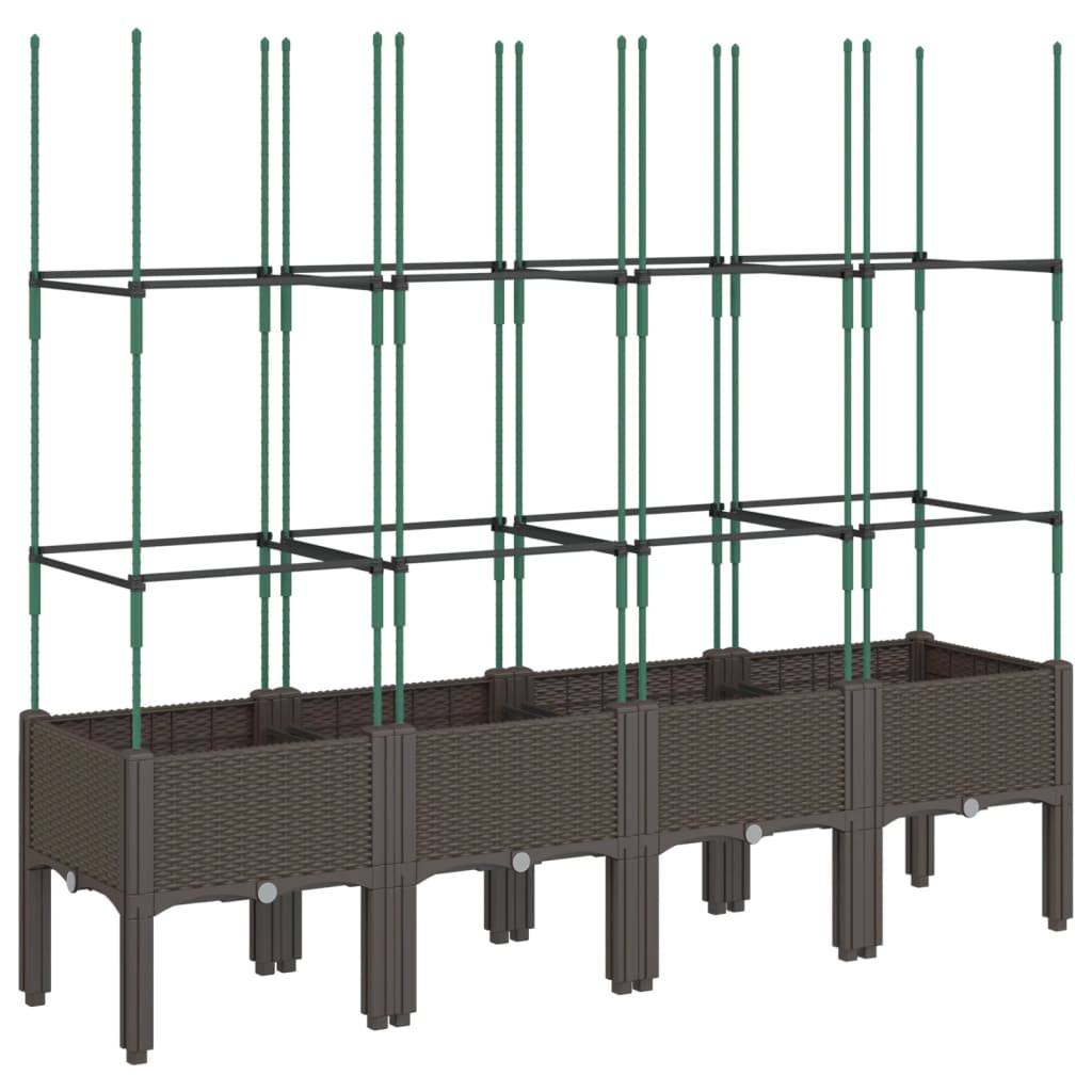 vidaXL Pflanzkübel mit Rankgitter Braun 160x40x142,5 cm PP