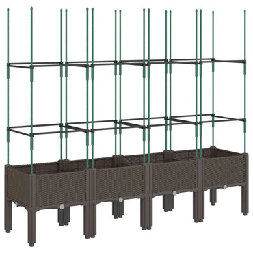 vidaXL Pflanzkübel mit Rankgitter Braun 160x40x142,5 cm PP