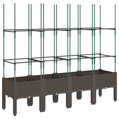 vidaXL Pflanzkübel mit Rankgitter Braun 160x40x142,5 cm PP