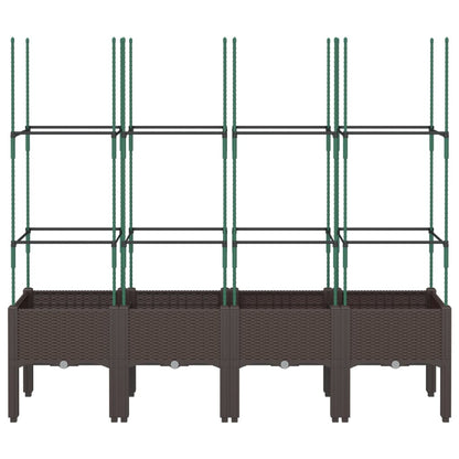 vidaXL Pflanzkübel mit Rankgitter Braun 160x40x142,5 cm PP