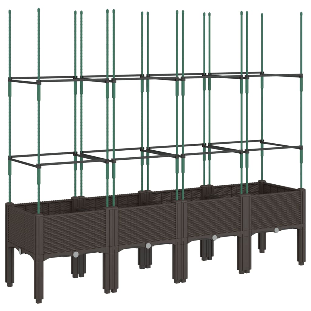 vidaXL Pflanzkübel mit Rankgitter Braun 160x40x142,5 cm PP