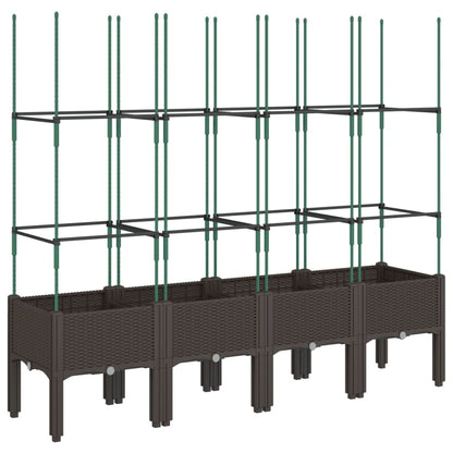 vidaXL Pflanzkübel mit Rankgitter Braun 160x40x142,5 cm PP