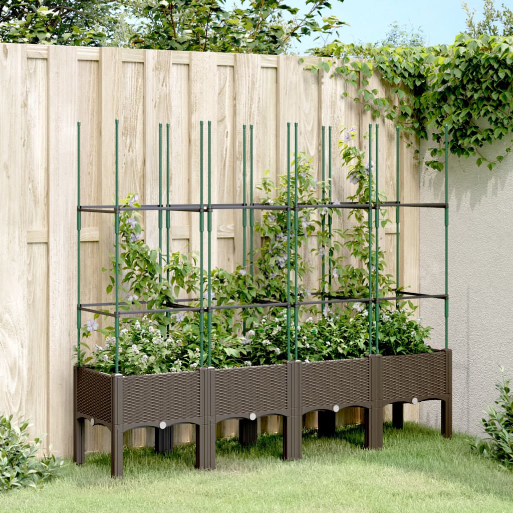 vidaXL Pflanzkübel mit Rankgitter Braun 160x40x142,5 cm PP
