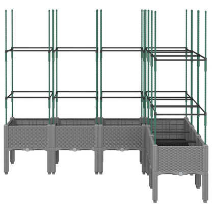 vidaXL Pflanzkübel mit Rankgitter Hellgrau 160x120x142,5 cm PP