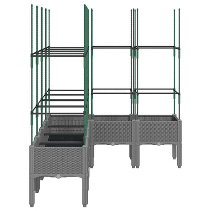 vidaXL Pflanzkübel mit Rankgitter Hellgrau 160x120x142,5 cm PP