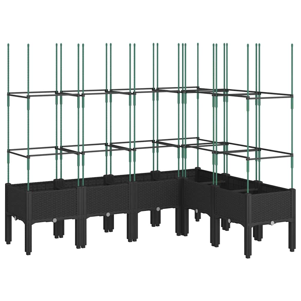 vidaXL Pflanzkübel mit Rankgitter Schwarz 160x120x142,5 cm PP