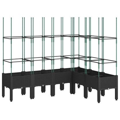 vidaXL Pflanzkübel mit Rankgitter Schwarz 160x120x142,5 cm PP