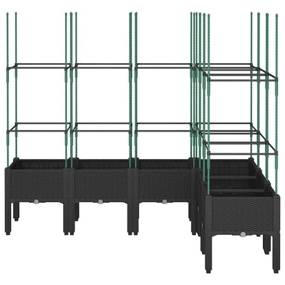 vidaXL Pflanzkübel mit Rankgitter Schwarz 160x120x142,5 cm PP