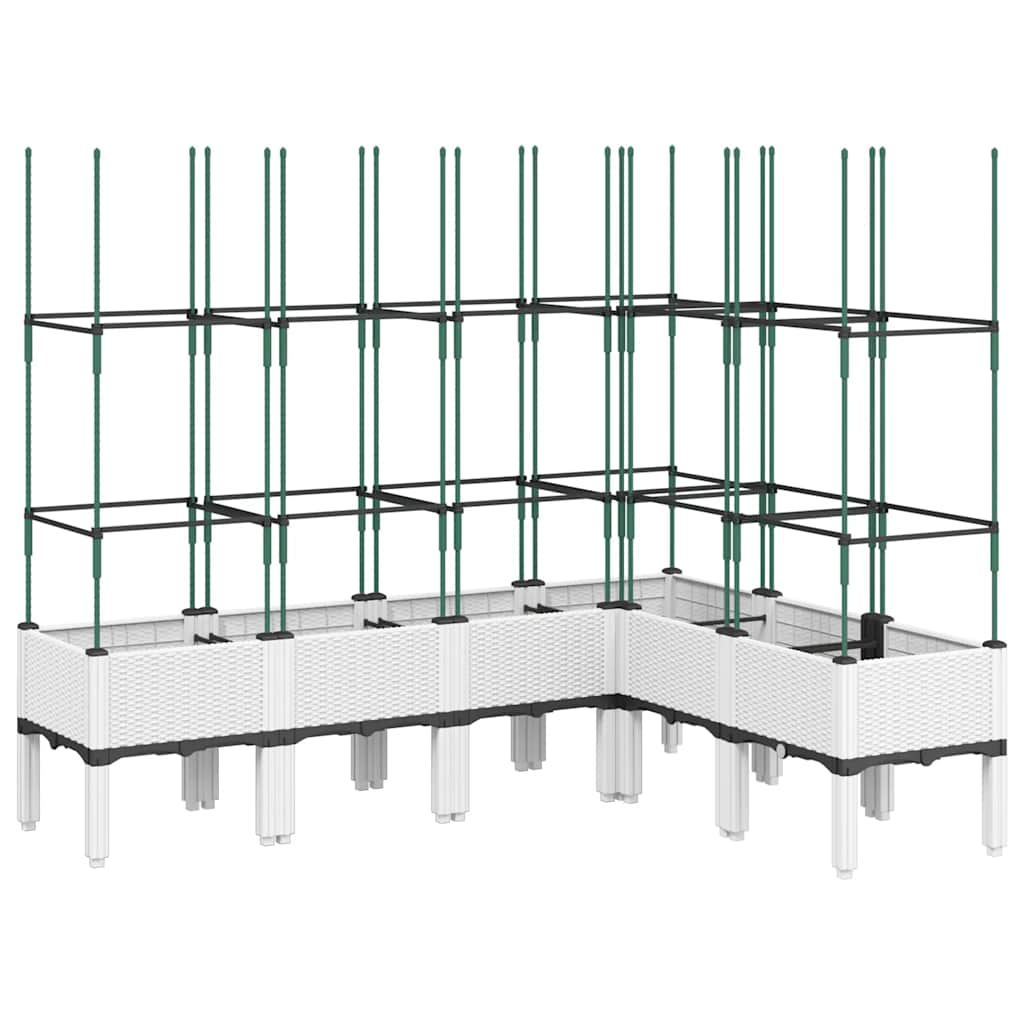 vidaXL Pflanzkübel mit Rankgitter Weiß 160x120x142,5 cm PP