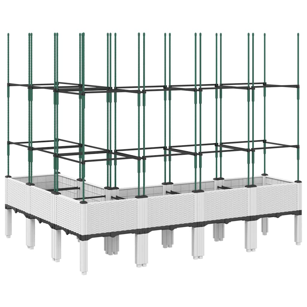 vidaXL Pflanzkübel mit Rankgitter Weiß 160x120x142,5 cm PP