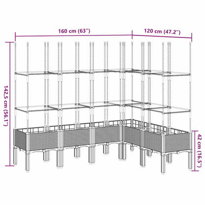 vidaXL Pflanzkübel mit Rankgitter Weiß 160x120x142,5 cm PP