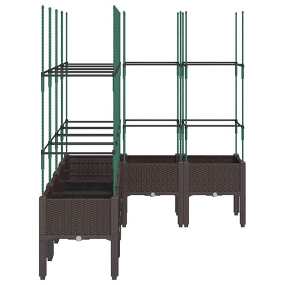 vidaXL Pflanzkübel mit Rankgitter Braun 160x120x142,5 cm PP
