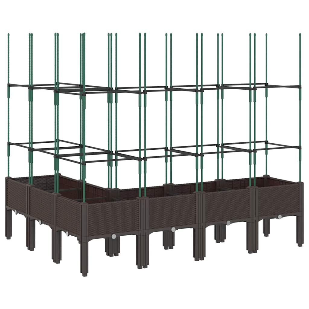 vidaXL Pflanzkübel mit Rankgitter Braun 160x120x142,5 cm PP