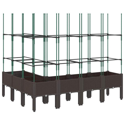 vidaXL Pflanzkübel mit Rankgitter Braun 160x120x142,5 cm PP