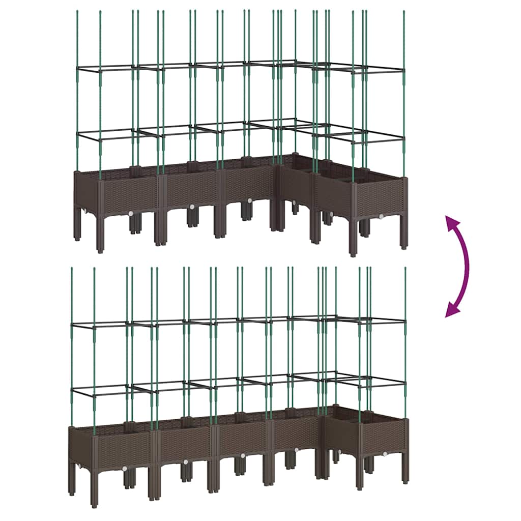 vidaXL Pflanzkübel mit Rankgitter Braun 160x120x142,5 cm PP