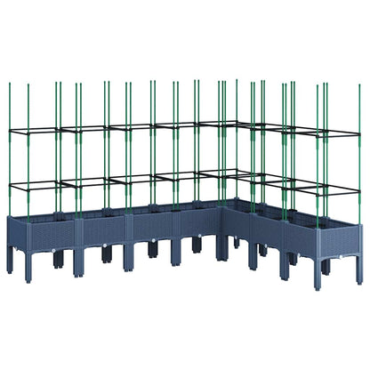 Pflanzkübel mit Rankgitter Blaugrau 200x160x142,5 cm PP