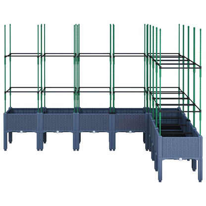 Pflanzkübel mit Rankgitter Blaugrau 200x160x142,5 cm PP