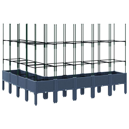 Pflanzkübel mit Rankgitter Blaugrau 200x160x142,5 cm PP