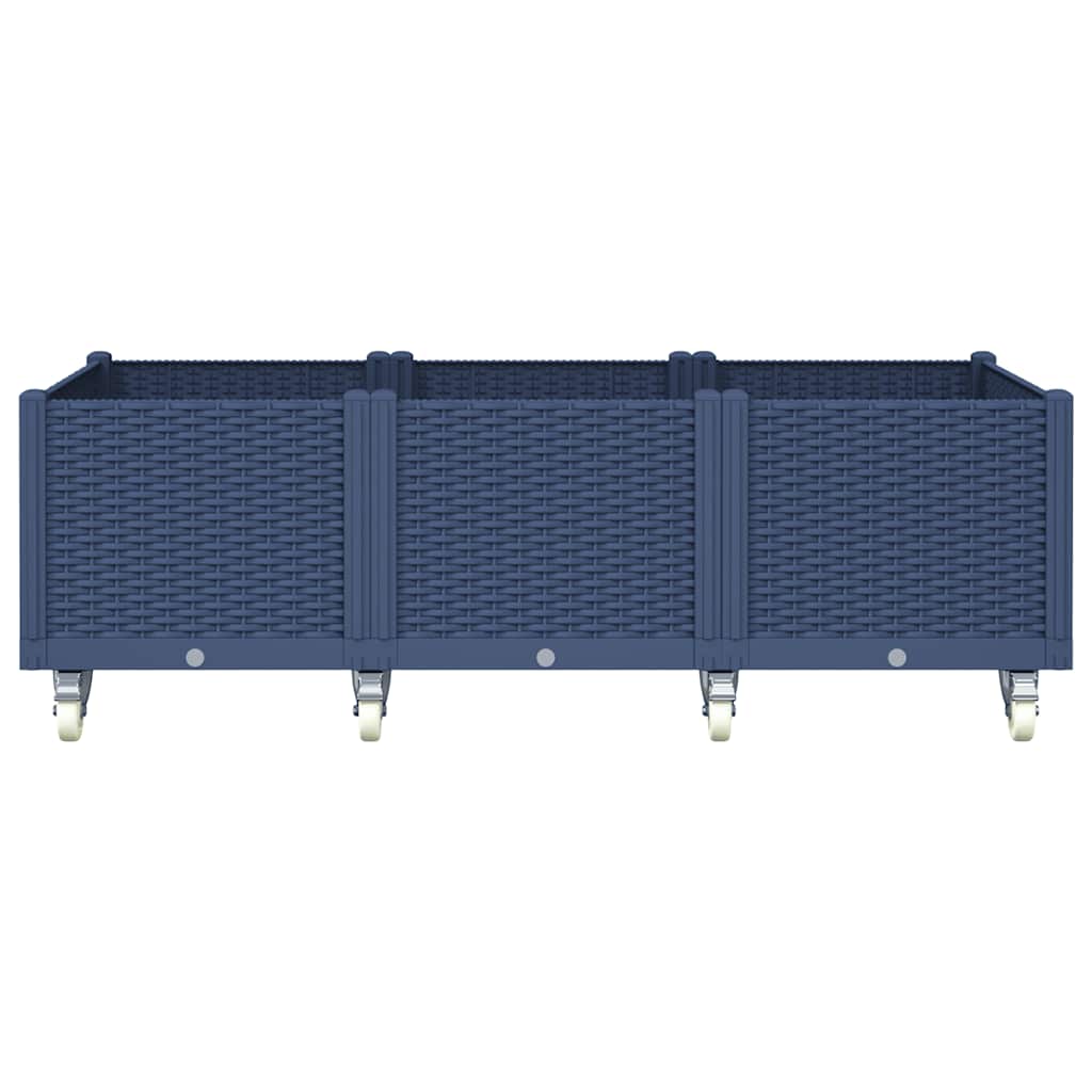 vidaXL Pflanzkasten mit Rollen Blaugrau 150x80x54 cm PP
