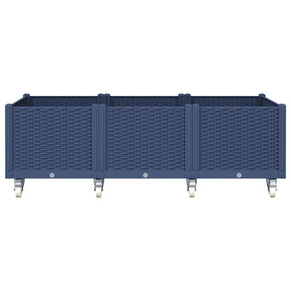vidaXL Pflanzkasten mit Rollen Blaugrau 150x80x54 cm PP