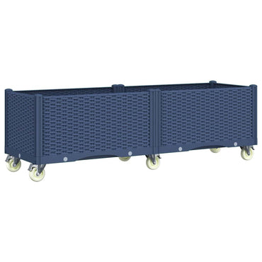 vidaXL Pflanzkasten mit Rollen Blaugrau 160x50x54 cm PP