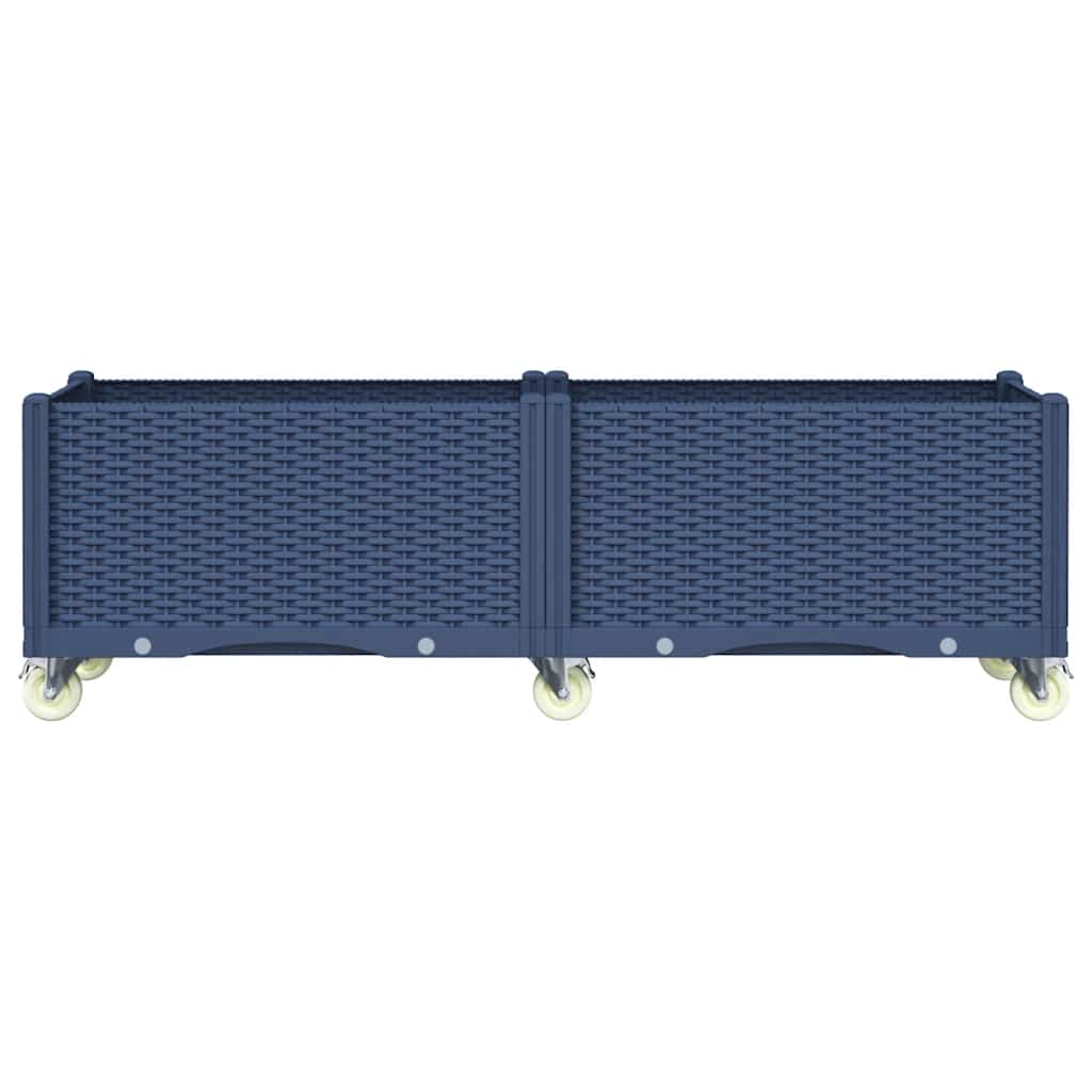 vidaXL Pflanzkasten mit Rollen Blaugrau 160x50x54 cm PP