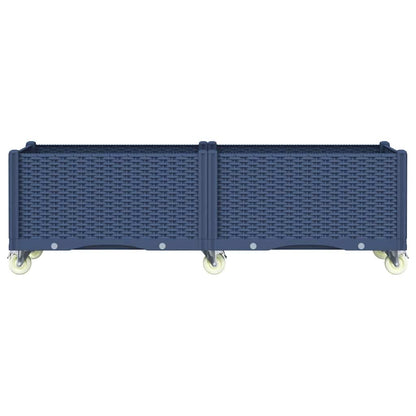 vidaXL Pflanzkasten mit Rollen Blaugrau 160x50x54 cm PP
