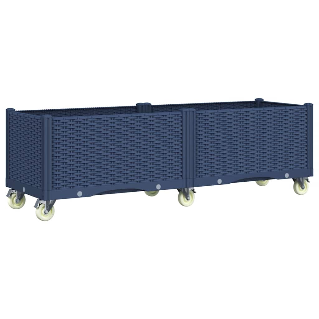 vidaXL Pflanzkasten mit Rollen Blaugrau 160x50x54 cm PP