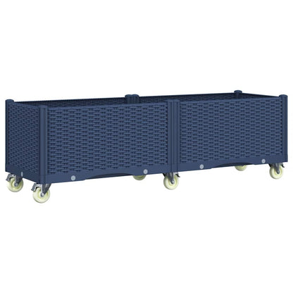 vidaXL Pflanzkasten mit Rollen Blaugrau 160x50x54 cm PP
