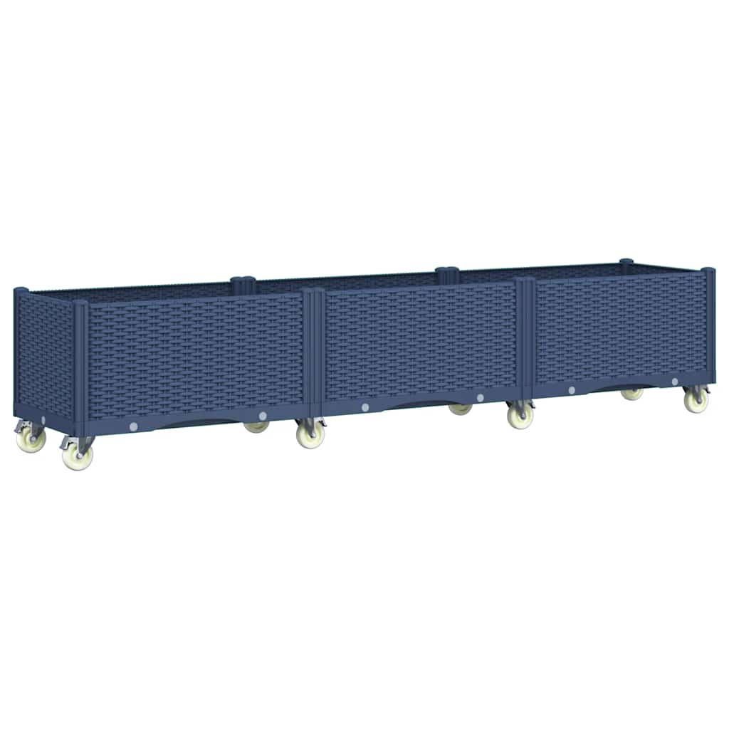 vidaXL Pflanzkasten mit Rollen Blaugrau 240x50x54 cm PP