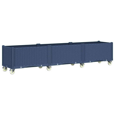 vidaXL Pflanzkasten mit Rollen Blaugrau 240x50x54 cm PP