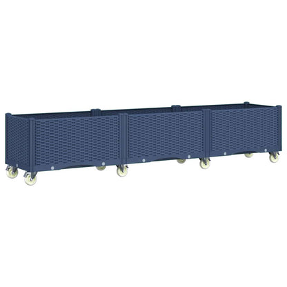 vidaXL Pflanzkasten mit Rollen Blaugrau 240x50x54 cm PP