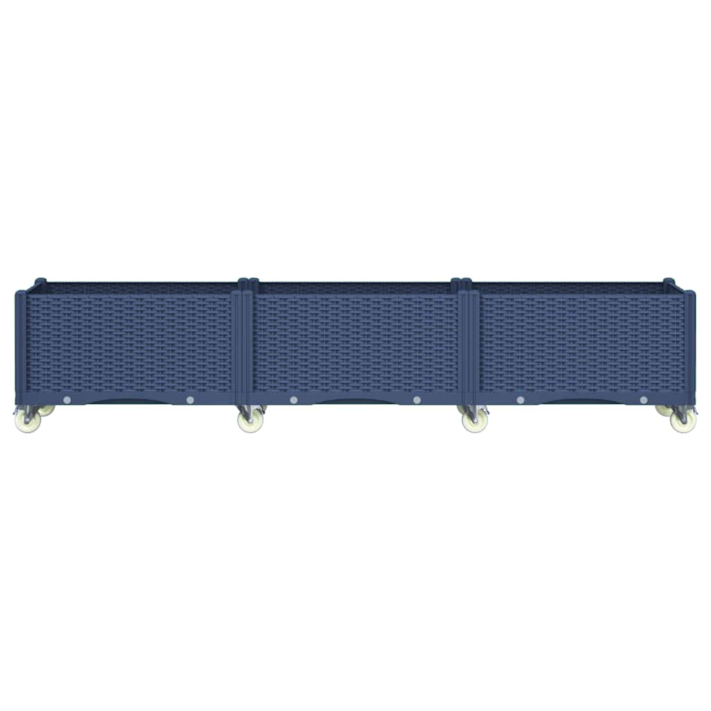 vidaXL Pflanzkasten mit Rollen Blaugrau 240x50x54 cm PP