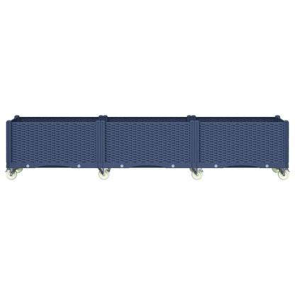 vidaXL Pflanzkasten mit Rollen Blaugrau 240x50x54 cm PP