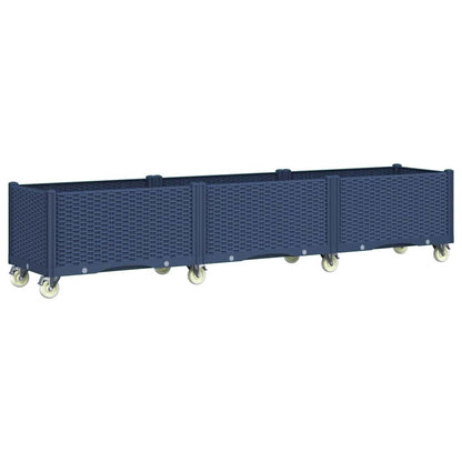 vidaXL Pflanzkasten mit Rollen Blaugrau 240x50x54 cm PP