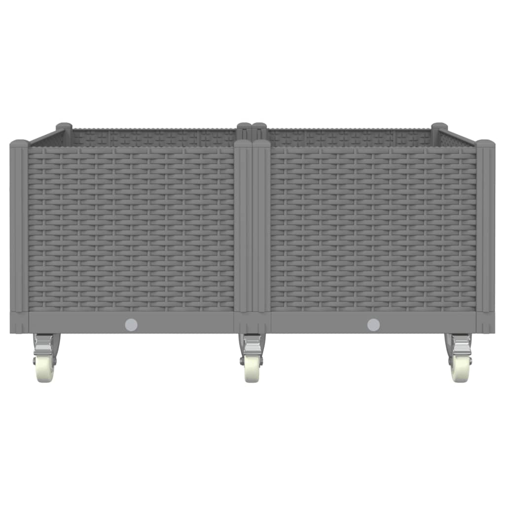 vidaXL Pflanzkasten mit Rollen Hellgrau 100x80x54 cm PP