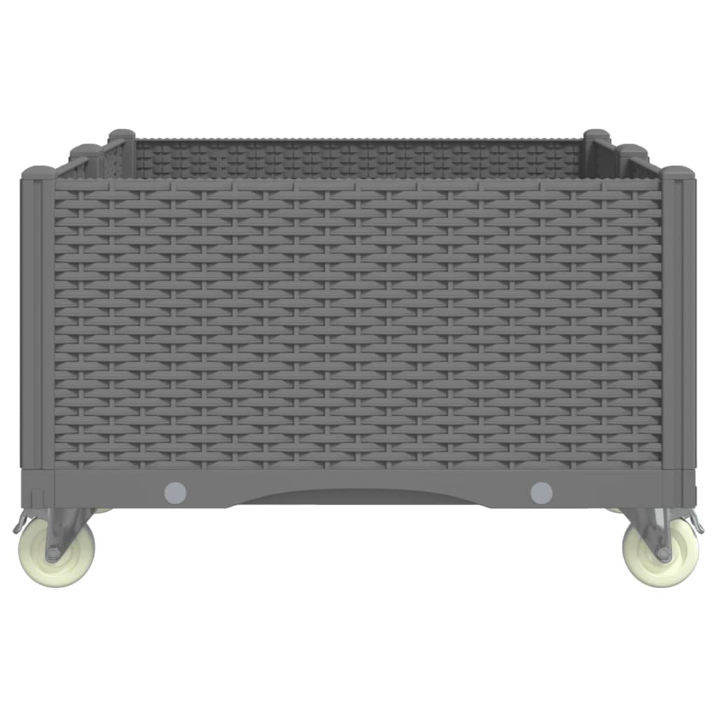 vidaXL Pflanzkasten mit Rollen Hellgrau 100x80x54 cm PP